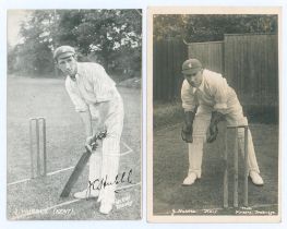 John Charlton ‘Jack’ Hubble. Kent 1904-1929. Two early postcards of Hubble wearing cricket attire