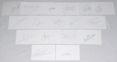 Motor racing signatures 1990s-2000s. Thirty six plain white cards, each individually signed by a