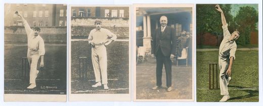 Leonard Charles ‘Len’ Braund. Surrey, Somerset & England 1896-1920. Two early mono real photograph