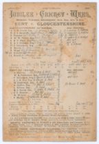 ‘Canterbury Jubilee Cricket Week. Kent v. Gloucestershire’ 1891. Early original double sided