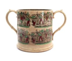 Victorian cricket loving cup. An extraordinarily large 19th century Staffordshire loving cup with