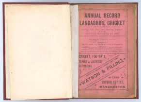 ‘Annual Record of Lancashire Cricket’ by ‘Lancastrian’ [Thomas Axon]. Published by Axon in