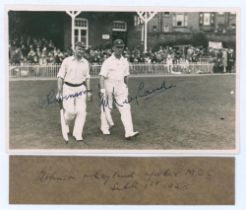 ‘Robinson and Leyland. Yorks v M.C.C.’ 1928. Original mono real photograph postcard of Emmott