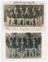 Nottinghamshire team postcards 1929 and 1932. Two mono real photograph postcards of