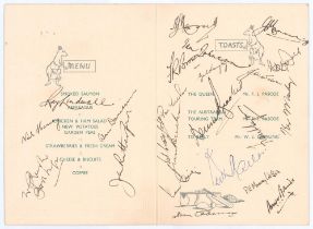 Australian Tour to England 1956. Official folding menu for ‘Dinner to the Australian Touring Team’