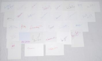 England cricketers 1950s- 2000s. Thirty three white cards, each individually signed by an England