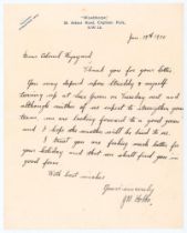 John Berry ‘Jack’ Hobbs. Surrey & England 1905-1934. Single page neatly handwritten letter on ‘