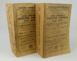 Wisden Cricketers’ Almanack 1925 and 1926. 62nd & 63rd editions. Original paper wrappers. Wear and