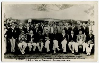M.C.C. tour of India & Ceylon 1933/34. Real photograph mono joint team postcard of the M.C.C. and
