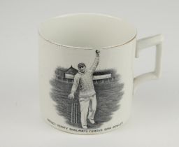 Hedley Verity. Yorkshire & England, 1930-39. W. Ellis of Bramley commemorative mug for ‚ÄòHedley