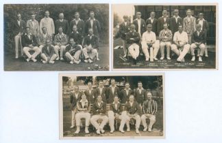 Kent team postcards 1924-1928. Three mono/ sepia real photograph postcards of Kent teams with