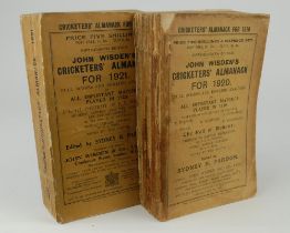 Wisden Cricketers’ Almanack 1920 and 1921. 57th & 58th editions. Original paper wrappers. Both