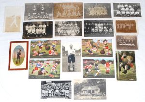 Early football and sporting postcards. Two mono real photograph postcards, one of ‘The Two Popular