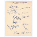 South Africa tour to England 1951. Album page nicely signed in ink by thirteen members of the