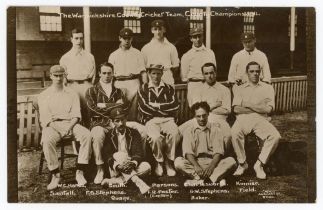 Warwickshire C.C.C. County Champions 1911. Original mono real photograph postcard of the