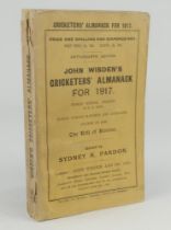 Wisden Cricketers’ Almanack 1917. 54th edition. Original paper wrappers. Minor wear and creasing