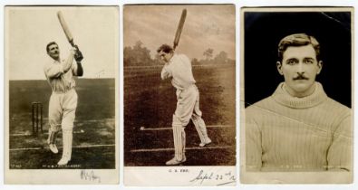 Charles Burgess Fry, Sussex & England 1892-1921. Three postcards of Fry, one sepia, two mono, two