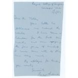 Francis George Mann. Middlesex, Cambridge University & England 1937-1954. Single page handwritten