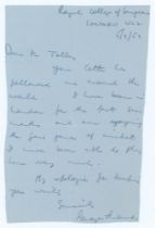 Francis George Mann. Middlesex, Cambridge University & England 1937-1954. Single page handwritten