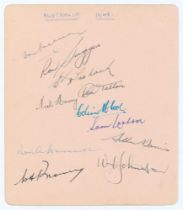 Australia tour to England 1948. Large album page nicely signed in different coloured inks by