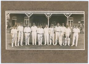 Yorkshire v. M.C.C., Scarborough 1929. Original mono photograph depicting the Yorkshire team lined