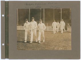 ‘Derbyshire Professionals Oval 1910’. Early original sepia photograph of the Derbyshire players