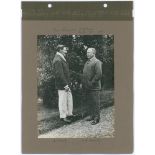 ‘Two Lancashire Captains. Father & Son 1911’. Early mono photograph of A.H. and A.N. Hornby standing