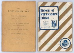 Warwickshire cricket. Two titles. ‘History of Warwickshire Cricket’, Sydney Santall, published by