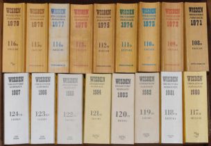 Wisden Cricketers’ Almanack 1971 to 2016. Original limp cloth covers. Minor bowing to the spines