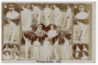 ‘Middlesex 1906’. Sepia real photograph postcard comprising a montage of twenty four cameo images of