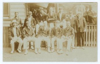 ‘Gloucestershire Cricket Team 1906’. Original sepia postcard of the Gloucestershire team seated