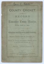 ‘County Cricket. Record of Lancashire County Matches, From 1865 to 1881’. Compiled by ‘W.G.T.’ First