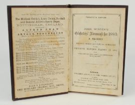 Wisden Cricketers’ Almanack 1883. 20th edition. Bound in maroon boards, lacking original paper