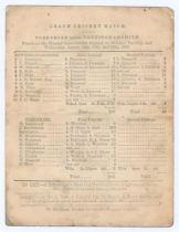 ‘Grand Cricket Match. Yorkshire versus Nottinghamshire 1869. Early original single sided scorecard