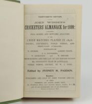 Wisden Cricketers’ Almanack 1899. 36th edition. Bound in green boards, lacking original paper