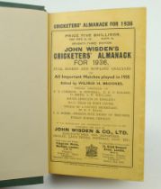 Wisden Cricketers’ Almanack 1936. 73rd edition. Bound in dark green boards, with original paper