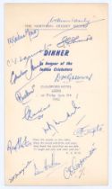 India tour to England 1952. Official folding menu for the Northern Cricket Society ‘Dinner in honour