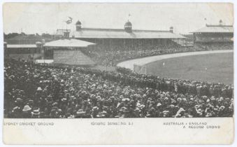 ‘Sydney Cricket Ground. Australia v England. A Record Crowd’ 1903/04. Early original mono postcard