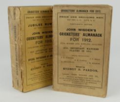 Wisden Cricketers’ Almanack 1912 and 1913. 49th & 50th editions. Original paper wrappers. The 1913