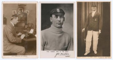 John Berry ‘Jack’ Hobbs. Surrey & England 1905-1934. Three mono/ sepia postcards of Hobbs