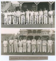 Yorkshire v. M.C.C. Scarborough 1932. Two original mono photographs depicting each of the two