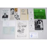 Autographed cricket ephemera. A miscellany of signed programmes, scorecard, booklets, bookplates