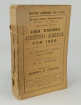 Wisden Cricketers’ Almanack 1896. 33rd edition. Original paper wrappers. Brown paper tape repair