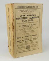 Wisden Cricketers’ Almanack 1924. 61st edition. Original paper wrappers. Some wear and staining to