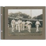 Surrey 1910 & 1911. Two early mono photographs, one depicting action from Surrey v Essex in 1910 (