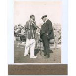 Yorkshire v. M.C.C. Scarborough 1928. Original mono photograph of Frank Gilligan (Essex) wearing