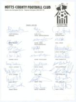 Notts County F.C. Official autograph page for the County team of 1987/88. Twenty four signatures