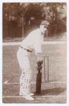 Mark Cox. Northamptonshire 1905-1919. Early mono real photograph postcard of Cox at the wicket in