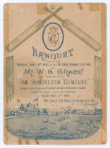 W.G. Grace. ‘Banquet held on Monday, June 24th 1895 at the Victoria Rooms, Clifton to Mr W.G.