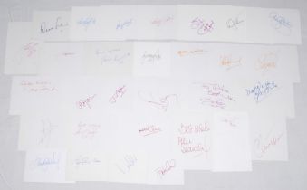 Manchester United 1950s-2000s. Sixty one white cards, each individually signed in ink by a